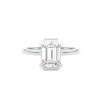 Emerald Cut Diamond Half Bezel Set Engagement Ring White Gold