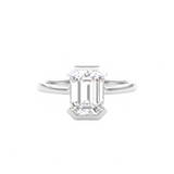 Emerald Cut Diamond Half Bezel Set Engagement Ring White Gold