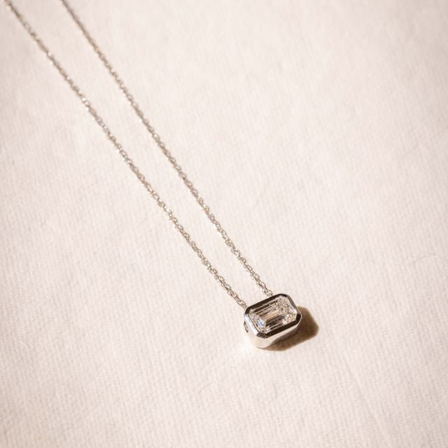 Emerald Diamond Slider Pendant Necklace