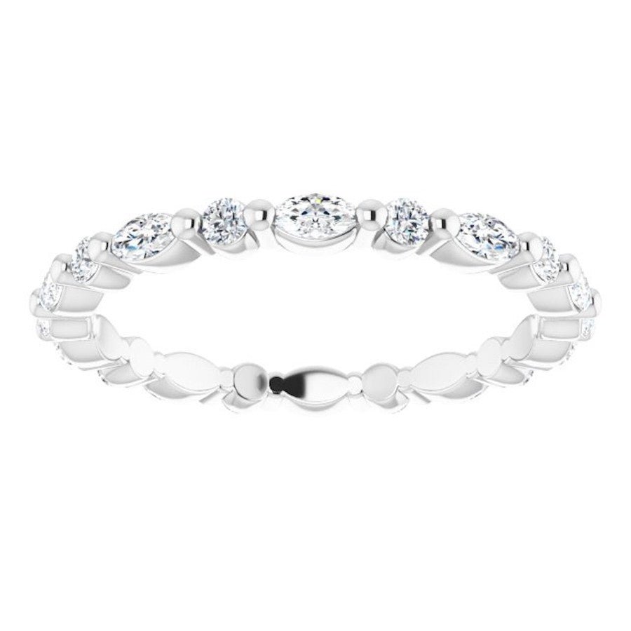 Eva White gold full set diamond ring with marquise and round diamonds