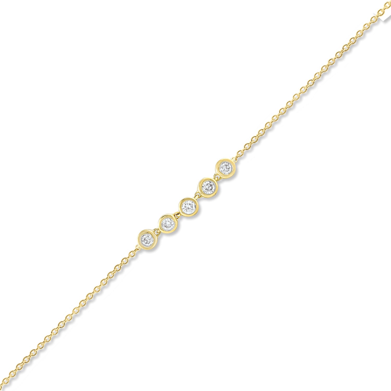 Five Diamond Bezel Set Bracelet in solid 9kt Gold
