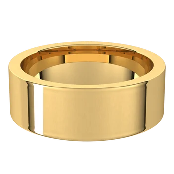 Flat Cigar 7mm  wedding band in yellow gold 
