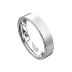 Flat profile brushed white gold mens wedding ring 