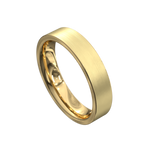 Flat profile brushed yellow gold mens wedding ring 