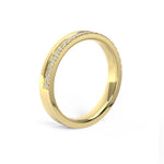 Flat profile yellow gold with Diamonds wedding ring 