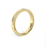 Flat profile yellow gold with Diamonds wedding ring 