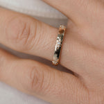 Flat profile diamond etched wedding ring