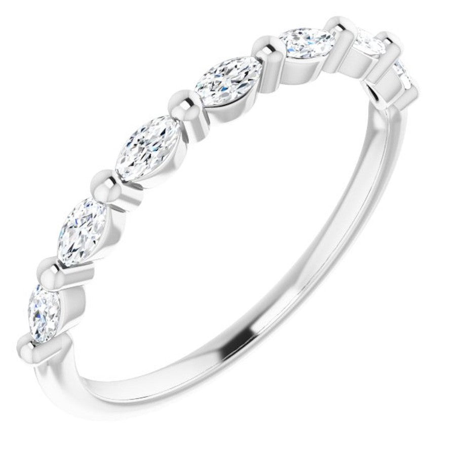 Grace half set Marquise diamonds in white gold 