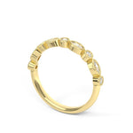 Half set alternating round and marquise diamond ring with a millgrain edge finish