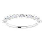 Half set  diamond ring with marquise diamonds in 18kt white gold 