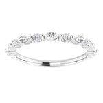 Half set with marquise and alternating round diamond wedding ring 
