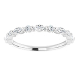 Half set with marquise and alternating round diamond wedding ring 