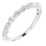 Half set with marquise and alternating round diamond wedding ring in white gold 