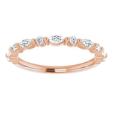 Half set with marquise and alternating round diamond wedding ring  rose gold 
