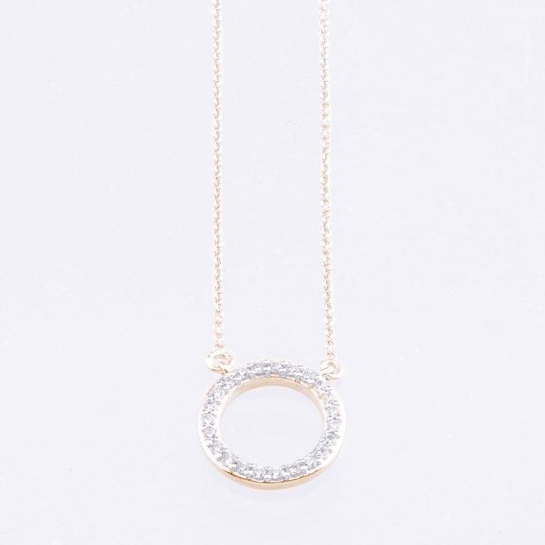 Halo pendant necklace in yellow gold 