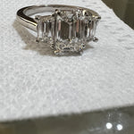 Emerald Cut 3 stone ring in platinum
