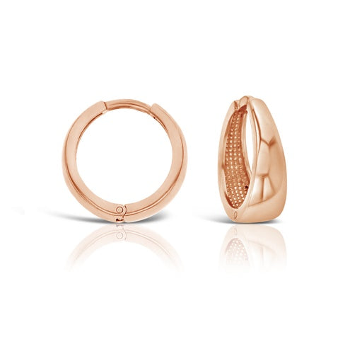 Rose Gold Tapered Huggie Earrings