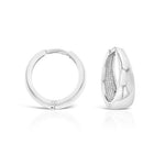 White Gold Tapered Huggie Earrings