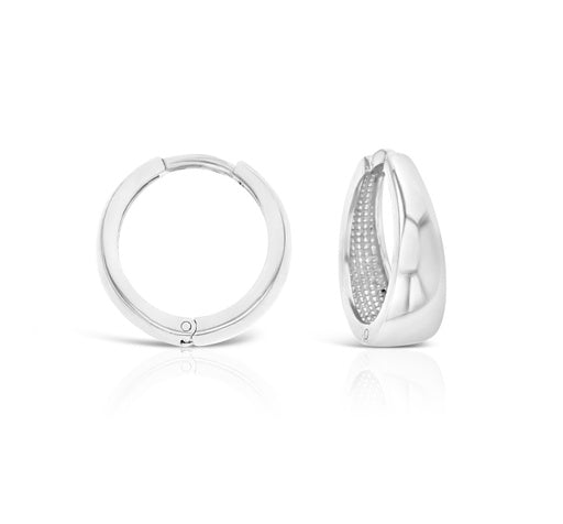 White Gold Tapered Huggie Earrings