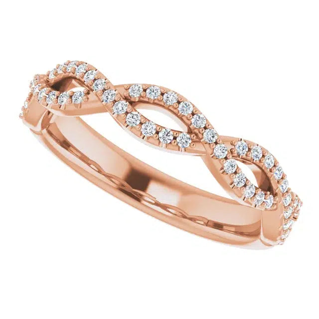 Infinity rose gold full set diamond eternity ring 