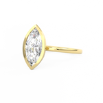 Marquise Cut Bezel Set Engagement RIng Yellow Gold