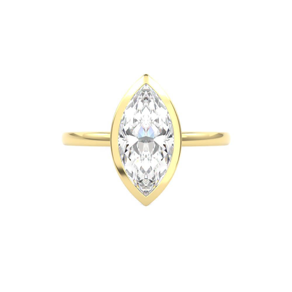 Marquise Cut Diamond Bezel Set Engagement RIng Yellow Gold