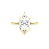 Marquise Cut Diamond Bezel Set Engagement RIng Yellow Gold