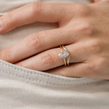 Marquise Cut Solitaire engagement ring with curved gold wedding ring