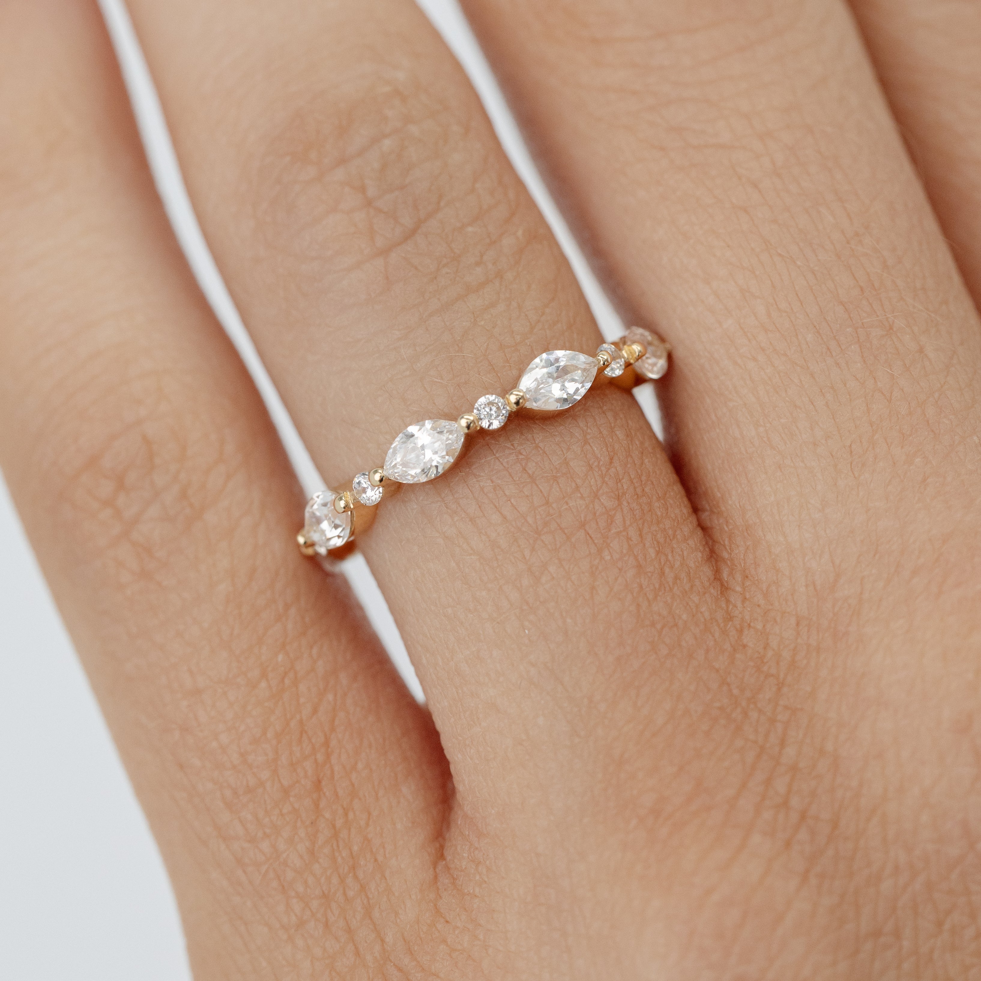 Marquise Round Diamond Wedding Ring