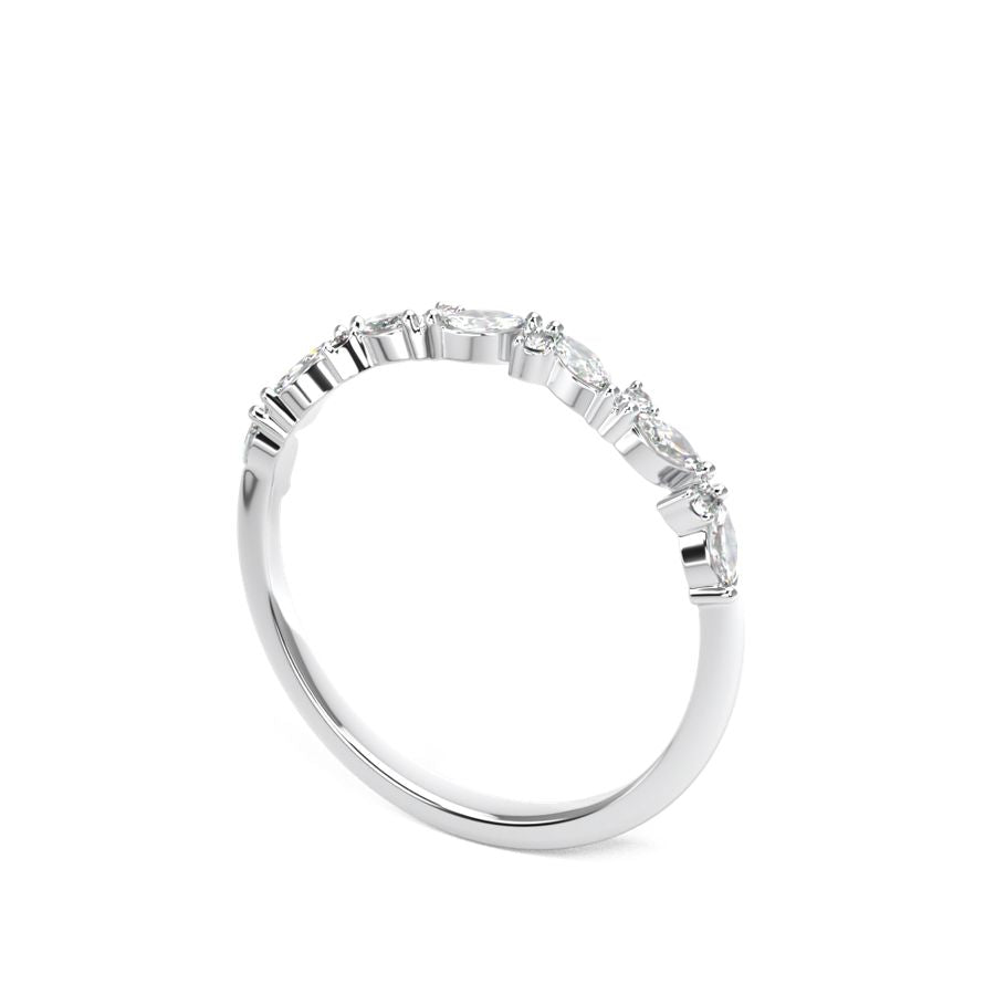 Marquise and round diamond wedding band in white gold 3