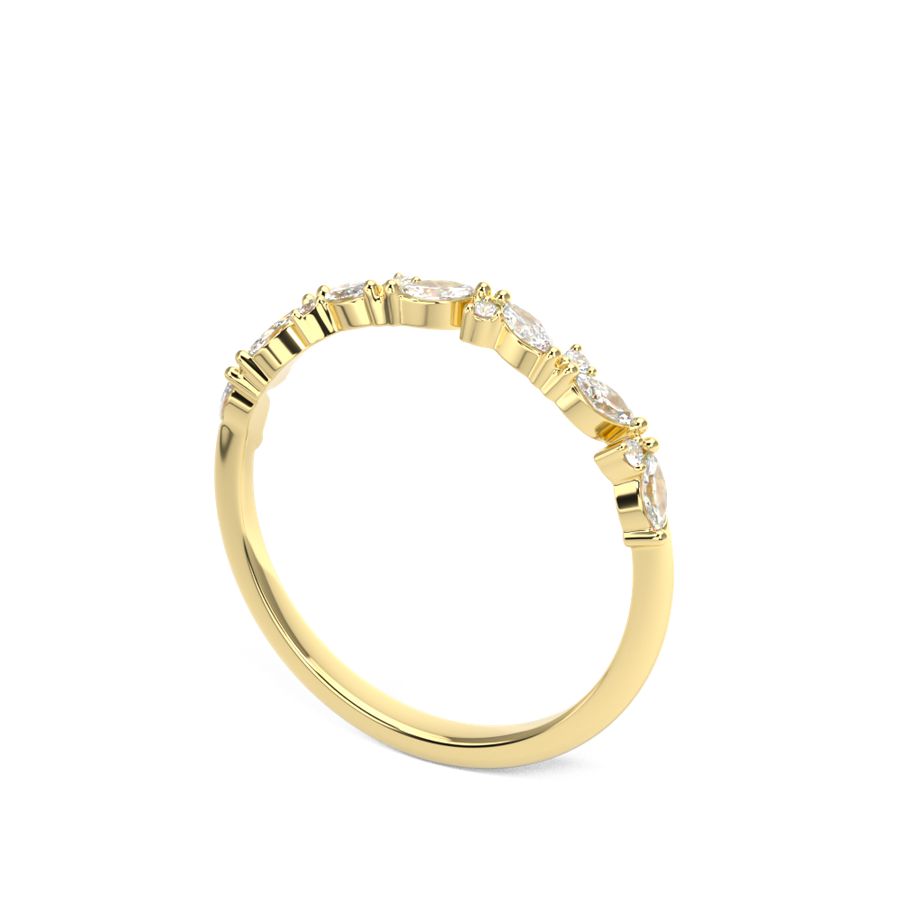 Marquise and round diamond wedding band in yellow gold 3