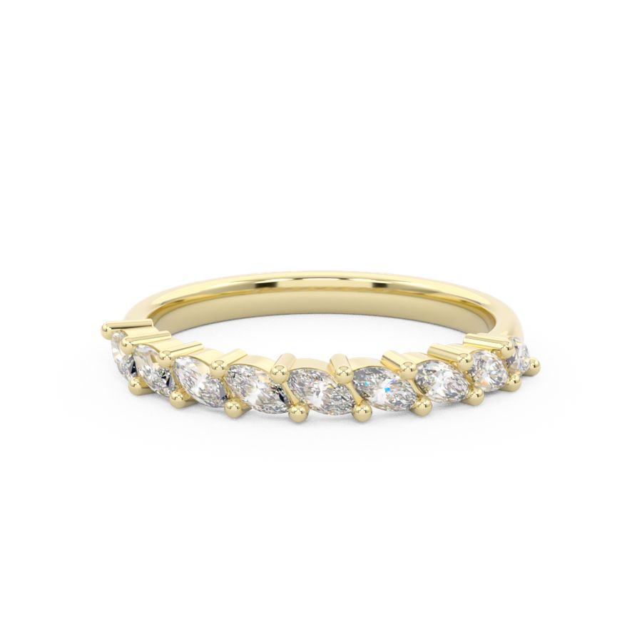 Marquise cut diamond eternity ring in yellow gold 