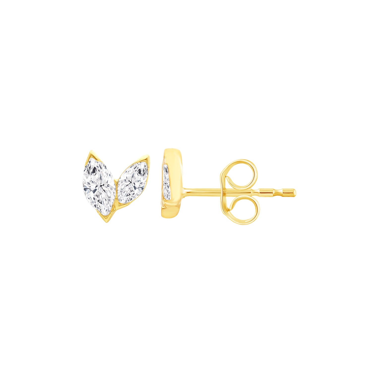 Marquise cut diamond stud earrings in 9kt Gold