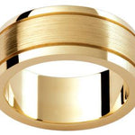 Mens yellow gold brushed detail centre with polished edges 