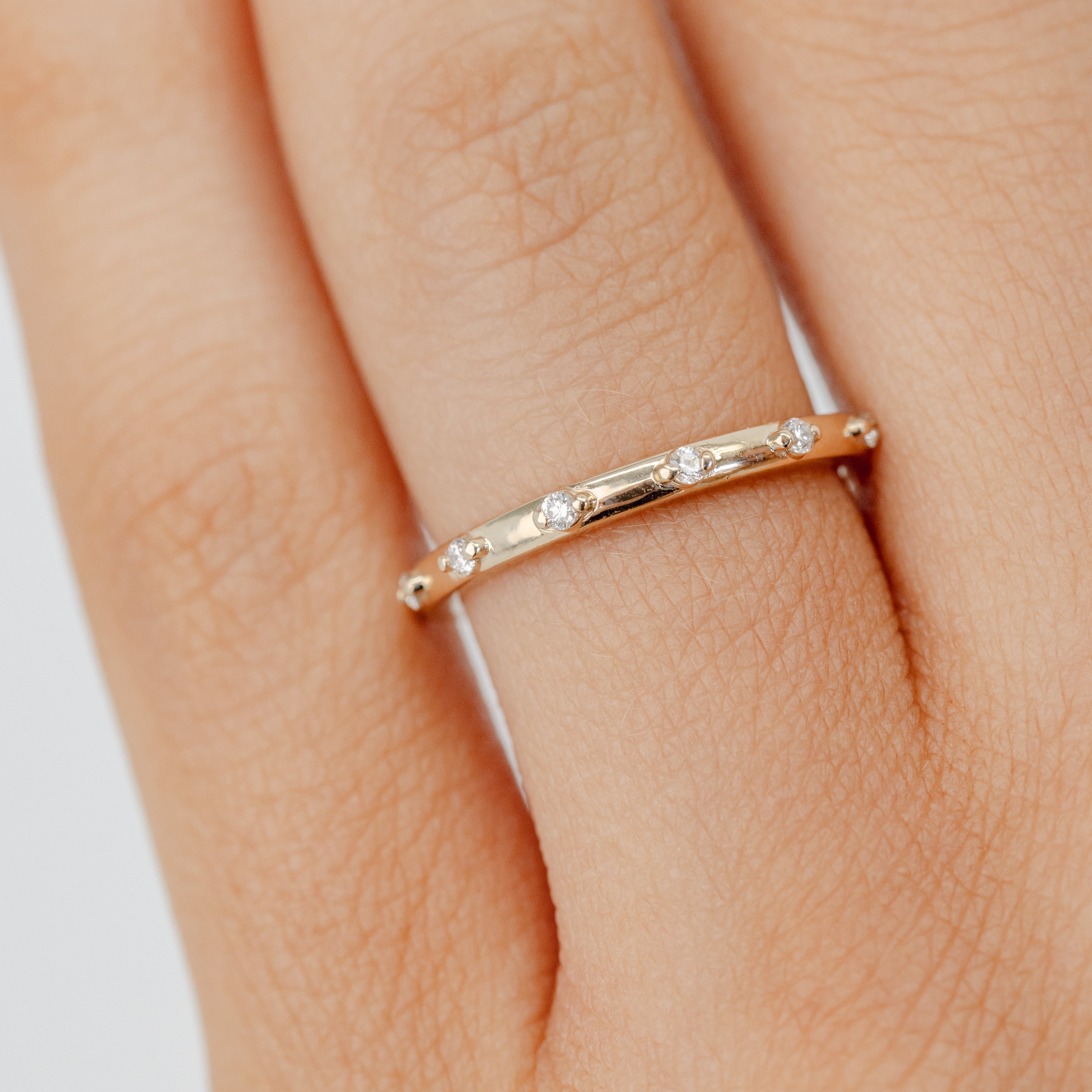 Minimal Spaced Diamond wedding Band