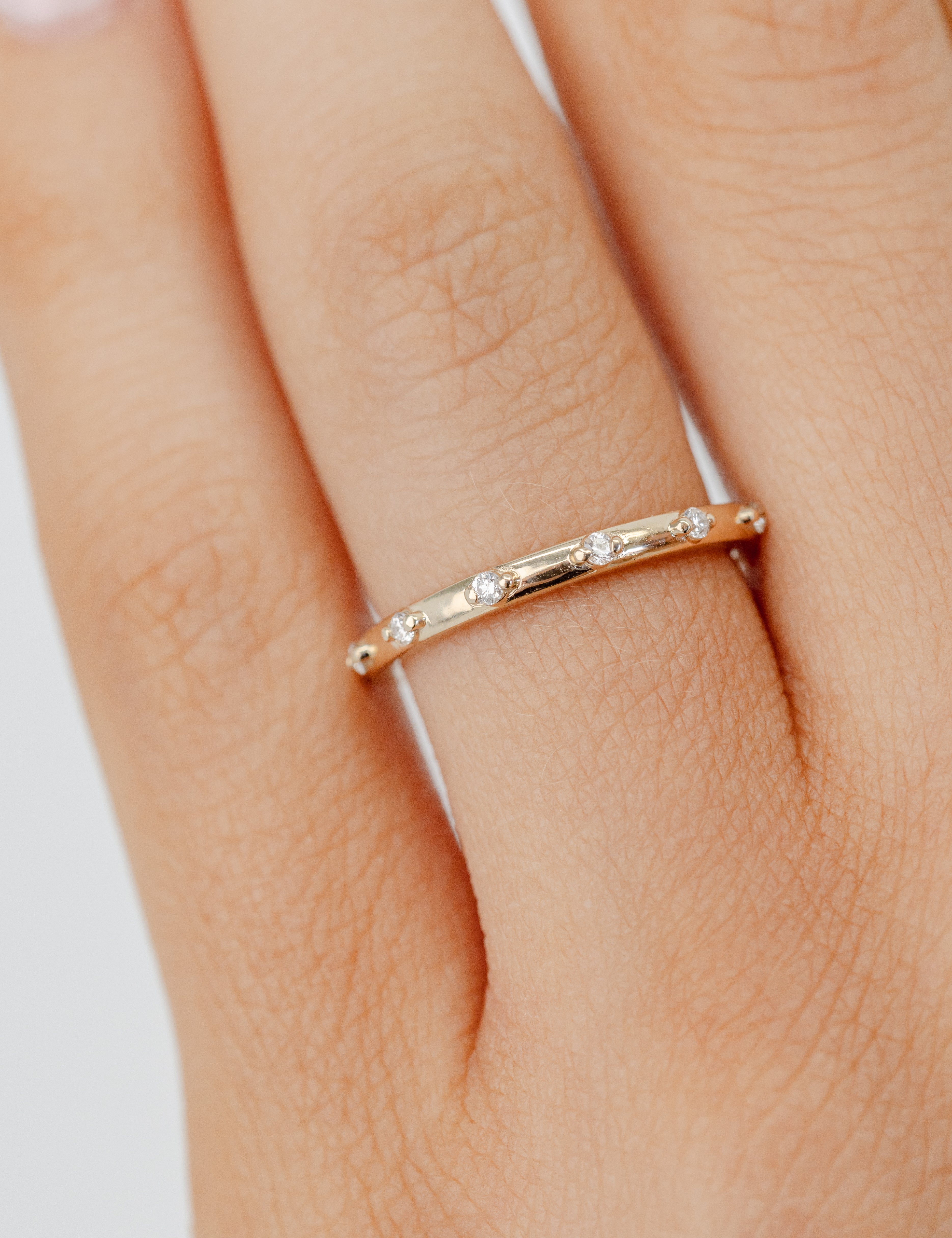 Minimal Spaced Diamond wedding Band