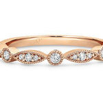 Odette Vintage wedding ring with round and marquise shape diamonds 