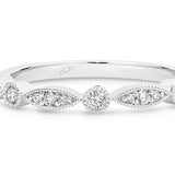 Odette Vintage wedding ring with round and marquise shape diamonds white gold