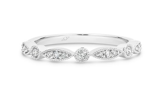 Odette Vintage wedding ring with round and marquise shape diamonds white gold