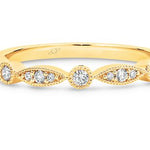 Odette Vintage wedding ring with round and marquise shape diamonds yellow gold 