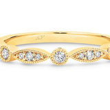Odette Vintage wedding ring with round and marquise shape diamonds yellow gold 