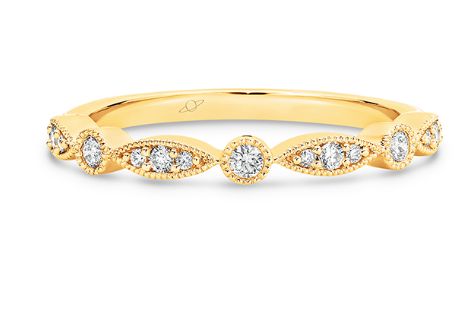 Odette Vintage wedding ring with round and marquise shape diamonds yellow gold 