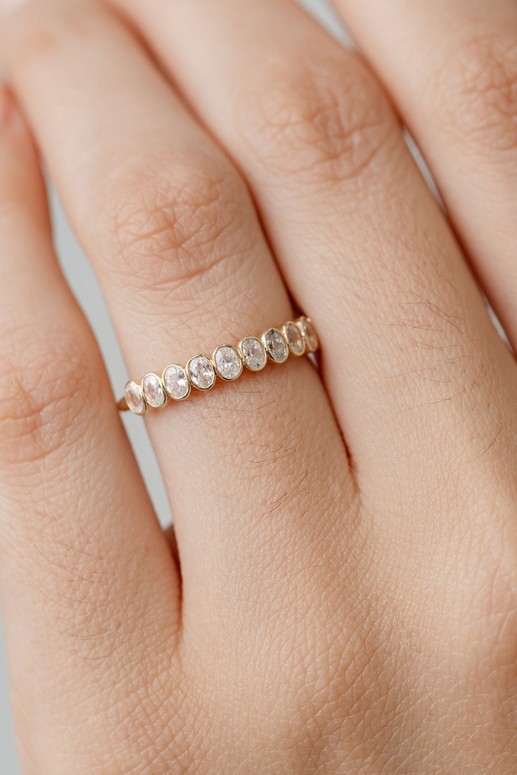 Oval Bezel Set Diamond Wedding Ring 1