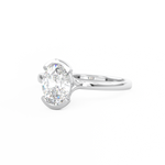  Oval Cut Diamond Half Bezel Set Engagement Ring Platinum