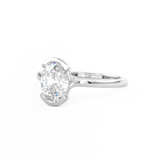  Oval Cut Diamond Half Bezel Set Engagement Ring Platinum