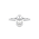  Oval Cut Diamond Half Bezel Set Engagement Ring White Gold