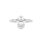  Oval Cut Diamond Half Bezel Set Engagement Ring White Gold