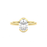 Oval Cut Diamond Half Bezel Set Engagement Ring Yellow Gold