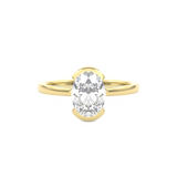 Oval Cut Diamond Half Bezel Set Engagement Ring Yellow Gold