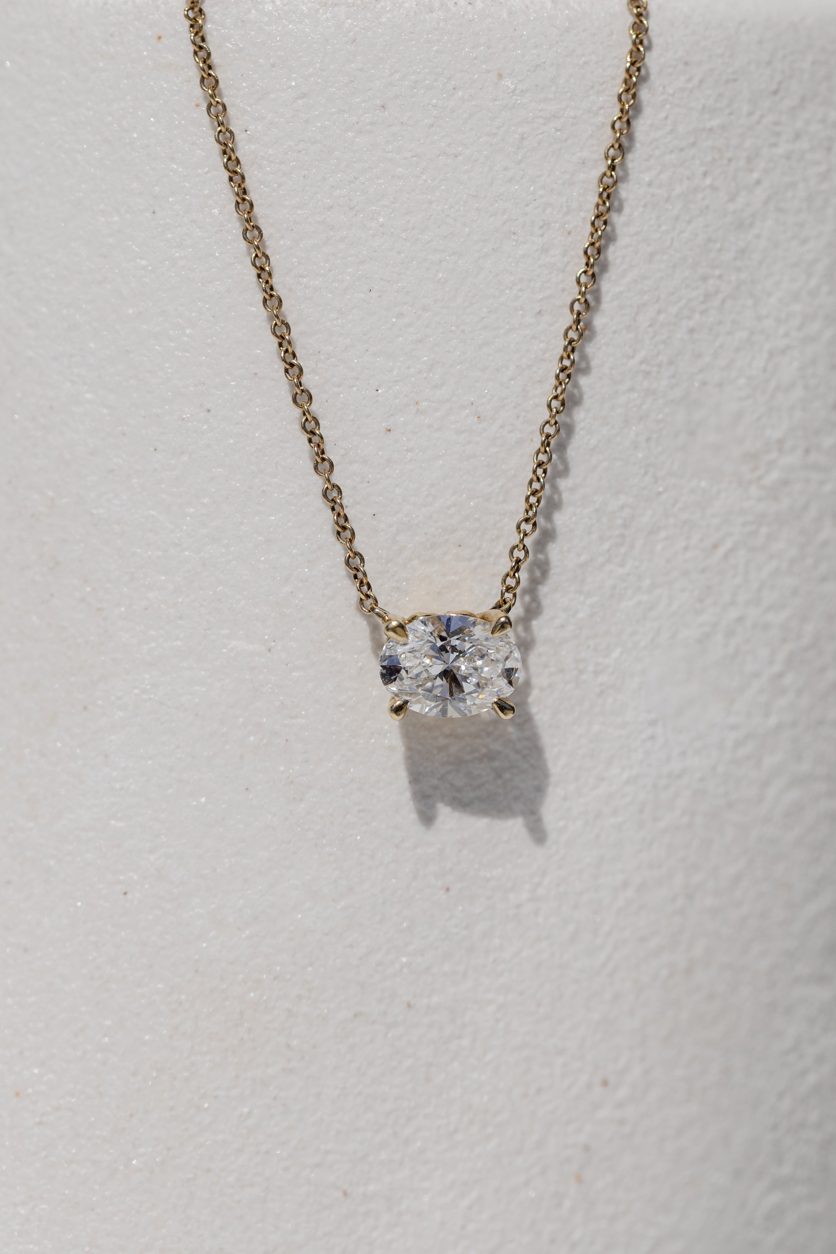 Oval Cut Diamond Pendant Necklace  gold